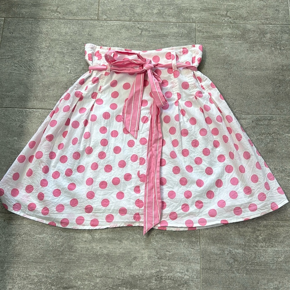 Sweetest Pink and White Polka Dot Pleated Skirt